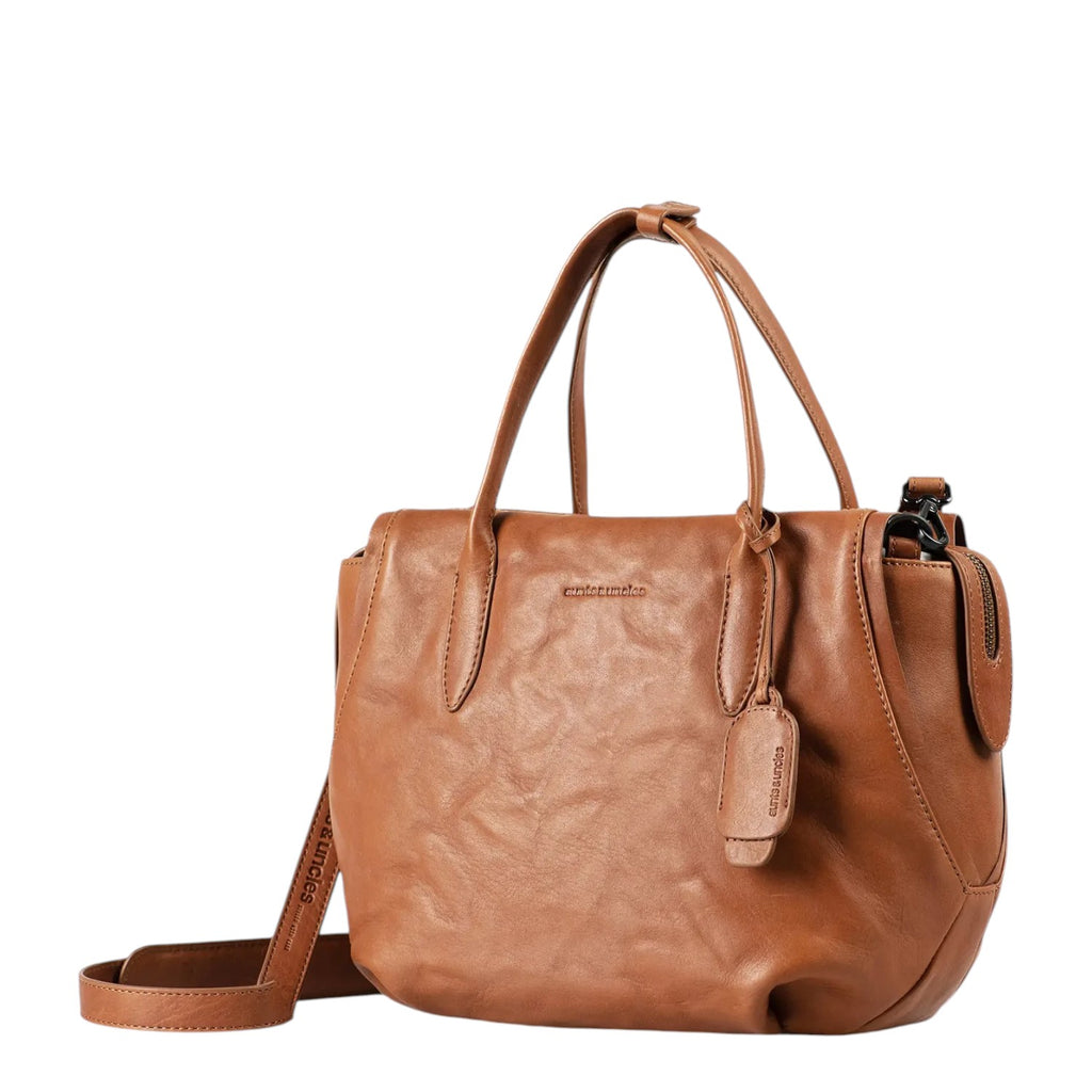 Lieblingstasche Mrs. Profiterole brown leather handbag with top handles and a detachable shoulder strap