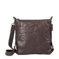 Lieblingstasche Mrs. Raisin Cookie dark brown leather crossbody bag with a textured finish and adjustable strap.