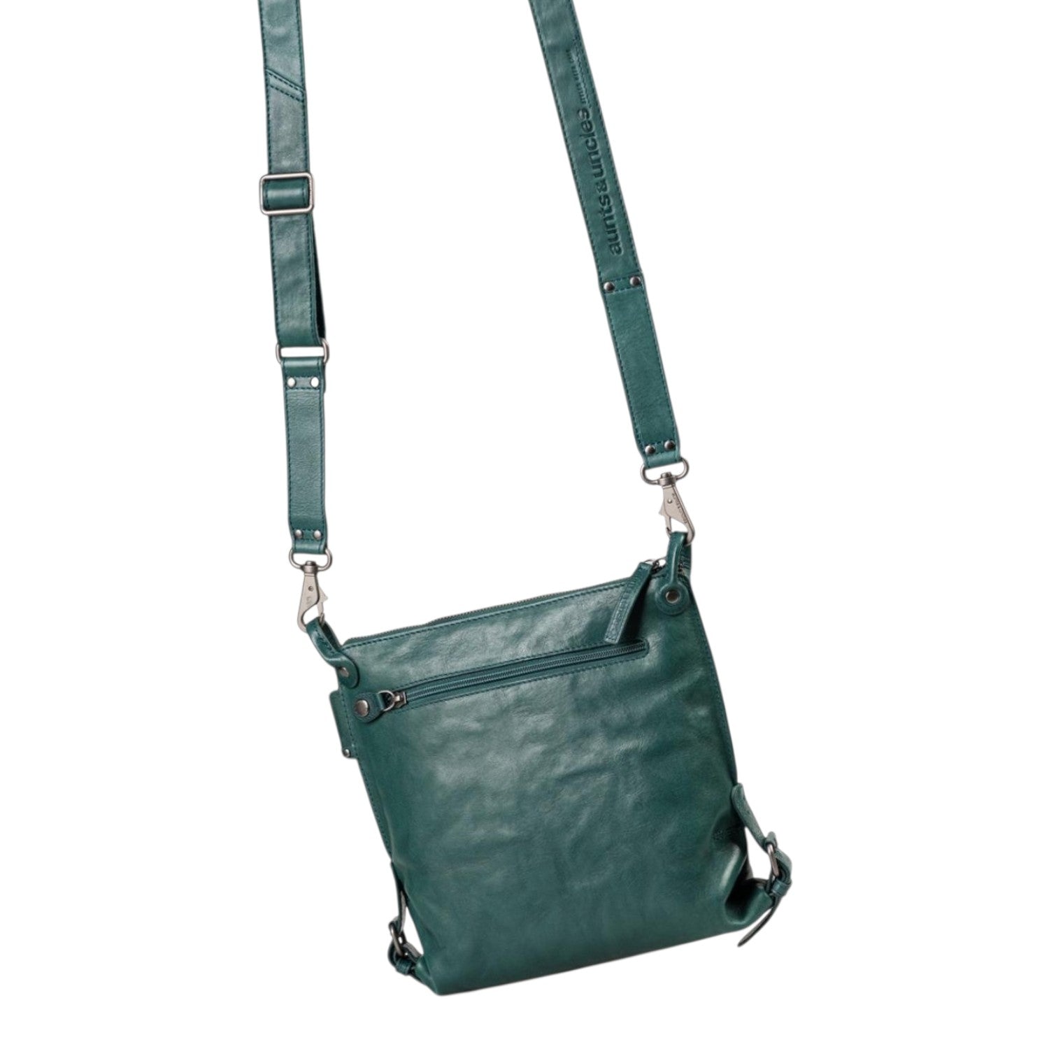 Lieblingstasche Mrs. Raisin Cookie dark green leather crossbody bag with adjustable strap and back zipper pocket