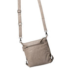 Lieblingstasche Mrs. Raisin Cookie taupe leather crossbody bag with adjustable strap and back zipper pocket