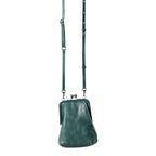 Lieblingstasche Mrs. Sugar Pop dark green leather crossbody bag with a vintage-style metal kiss-lock clasp