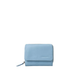 Lieblingstasche Myrtle light blue leather wallet with a zip-around closure and embossed logo detail.