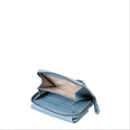 Lieblingstasche Myrtle light blue leather wallet with an open zip compartment and interior card slots