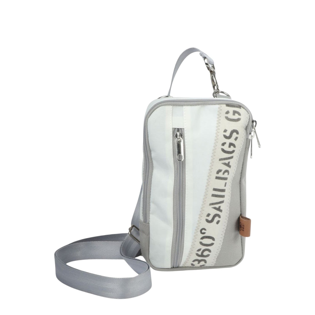 Lieblingstasche Nautik crossbody bag in white and grey recycled sailcloth with adjustable shoulder strap
