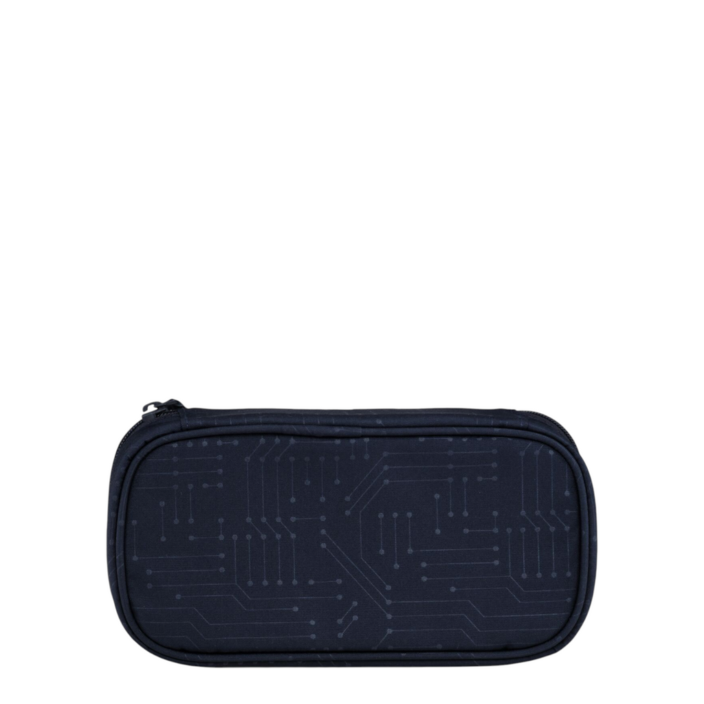 Lieblingstasche Pack Set pencil case in dark navy blue with a subtle circuit board pattern and zipper closure