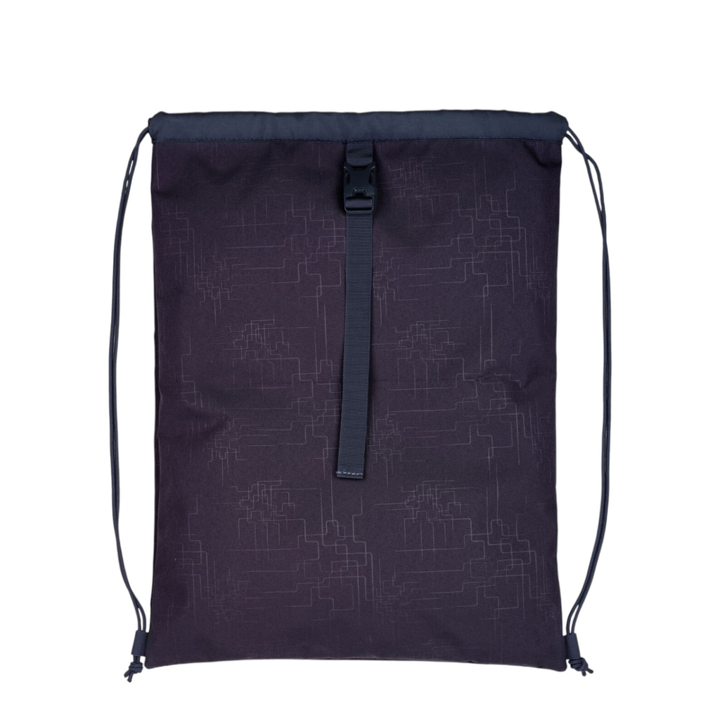 Lieblingstasche Pack Set drawstring bag in dark navy with a subtle geometric line pattern and front buckle closure