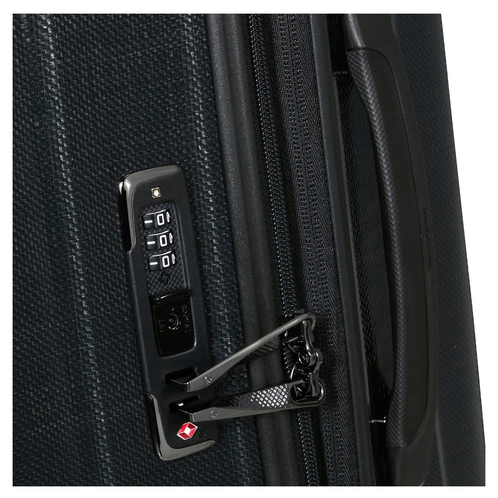 Lieblingstasche NEXIS Spinner 76/28 Exp black suitcase featuring a secure TSA combination lock and zipper detail
