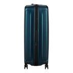 Lieblingstasche NUON Spinner 75/28 Exp large hardside suitcase in metallic teal blue, side view