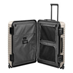 Lieblingstasche OVERSEAS 4w Trolley L in beige with open interior featuring zippered mesh compartments and lining.