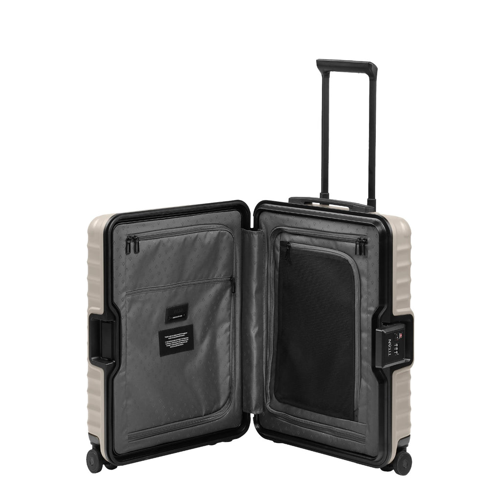 Lieblingstasche OVERSEAS 4w Trolley S20 open beige hard shell suitcase with interior compartments and TSA lock