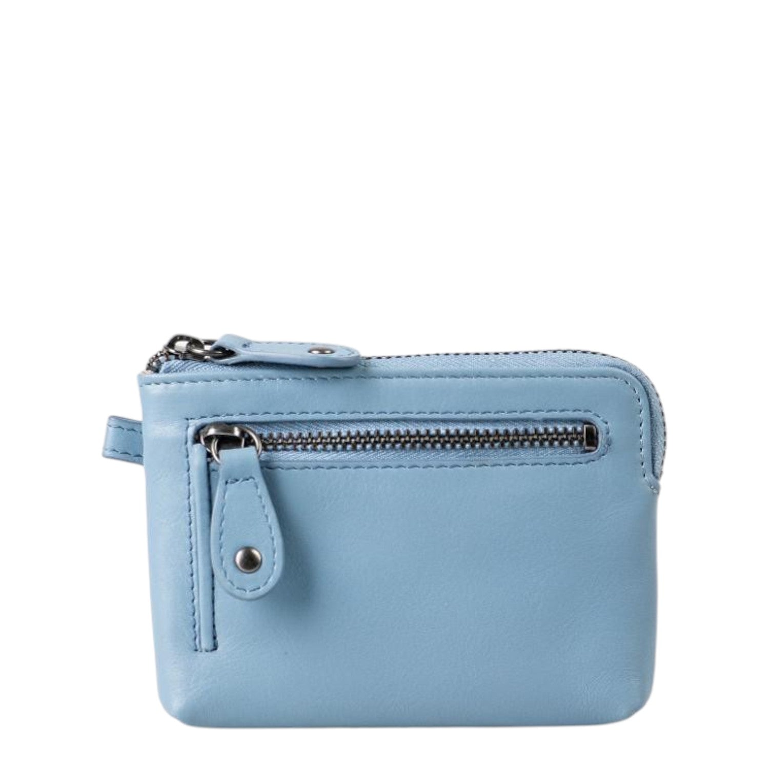 Lieblingstasche Physalis light blue leather coin purse with front zipper pocket