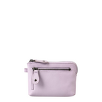 Lieblingstasche Physalis light purple leather coin purse with a front zippered pocket and silver hardware