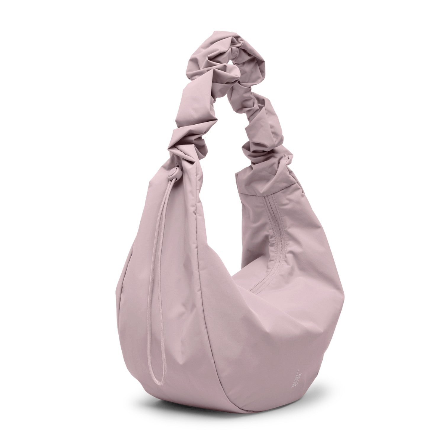 Lieblingstasche Moon Bag Ruffle Large in soft dusty pink with a gathered scrunchie-style shoulder strap
