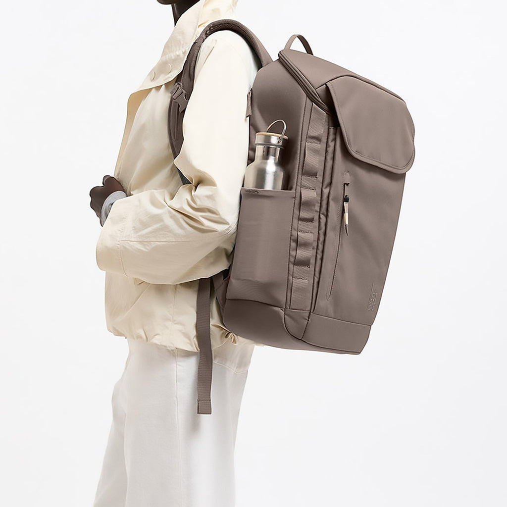 Lieblingstasche Pro Pack taupe backpack with water bottle pocket and side water bottle