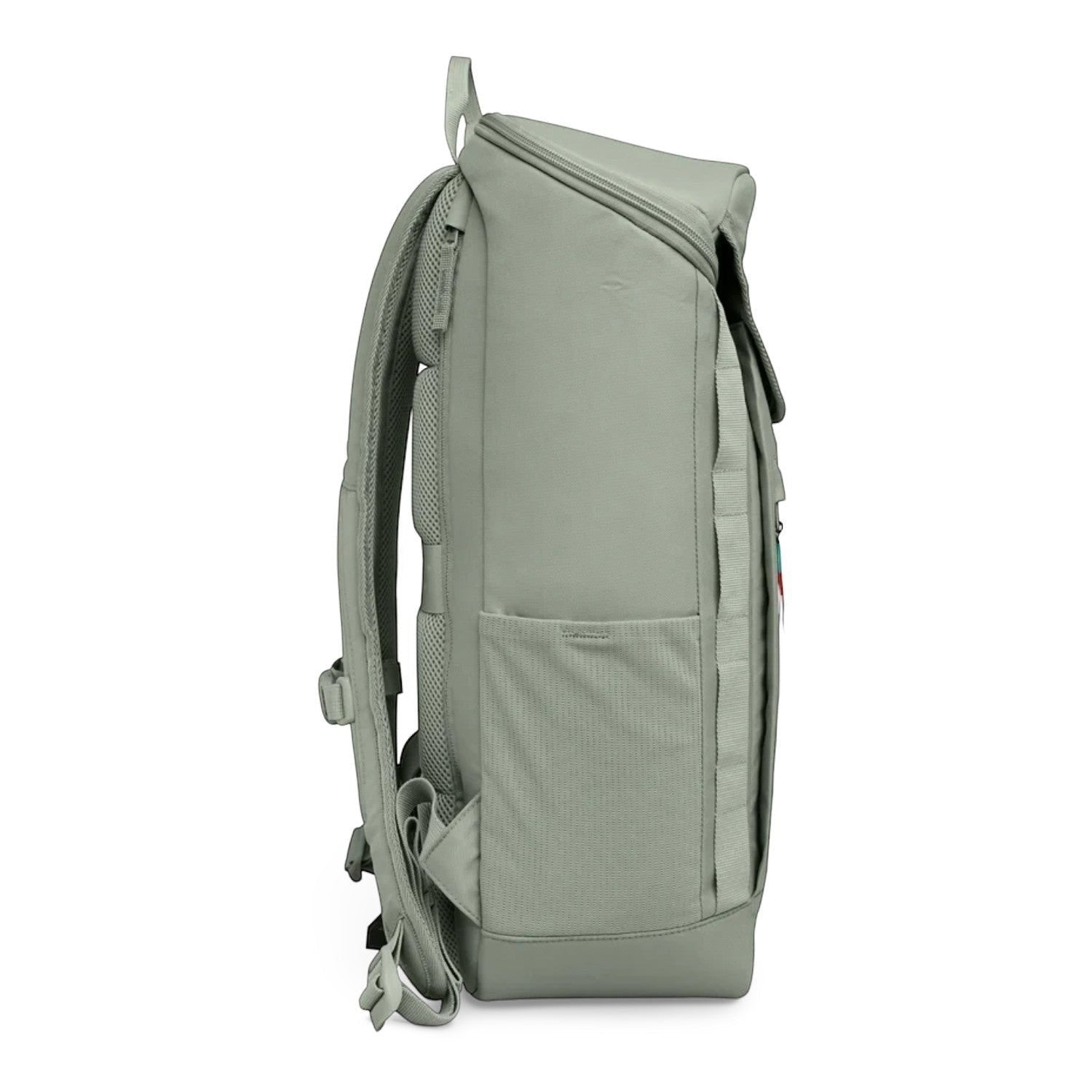 Lieblingstasche Pro Pack sage green laptop backpack with side mesh pocket and ergonomic straps, side view