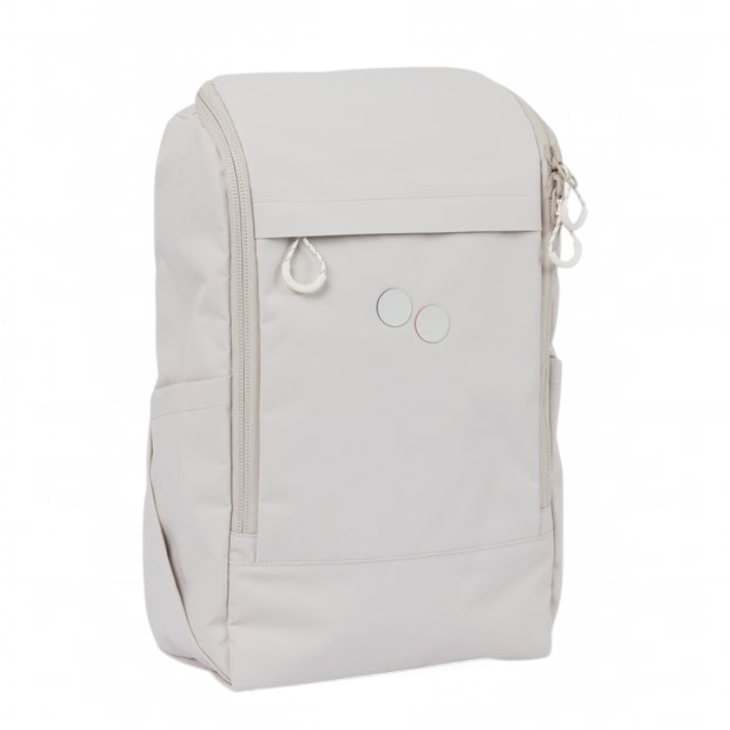 Lieblingstasche Purik minimalist beige backpack with front zipper pocket and white cord pulls