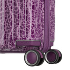Lieblingstasche Lascana Edition 4W Trolley L, purple suitcase with a unique abstract pattern and spinner wheels.