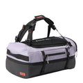 Lieblingstasche Duffel Pack in light purple and black with adjustable straps and durable fabric construction.