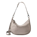 Lieblingstasche Raven taupe leather hobo bag with a shoulder strap and dark metal hardware details