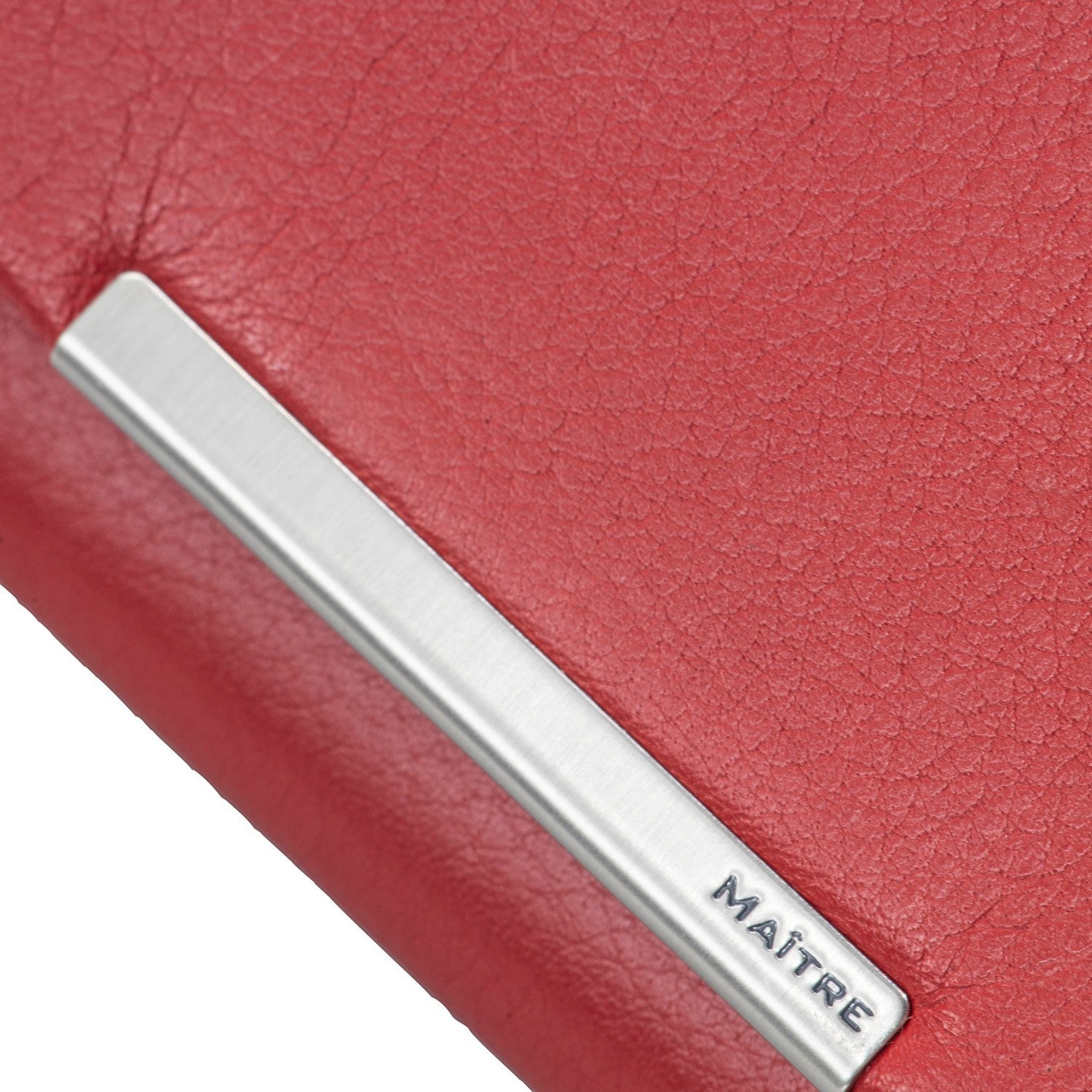 Lieblingstasche red leather purse with silver metal accent and embossed logo