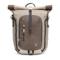 Lieblingstasche Rolltop Adventure backpack in beige and brown with multiple pockets and buckle closure.