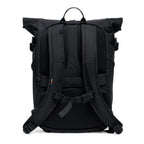 Lieblingstasche Rolltop Adventure black backpack with padded straps and mesh back panel for comfort.