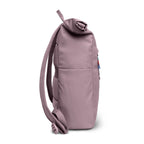 Lieblingstasche Rolltop Easy backpack in dusty rose pink, featuring a rolltop closure and adjustable straps.