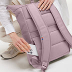 Lieblingstasche Rolltop Easy lilac backpack with padded straps and exterior phone pocket