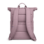 Lieblingstasche Rolltop Easy backpack in dusty rose pink with padded straps and a small flag detail.