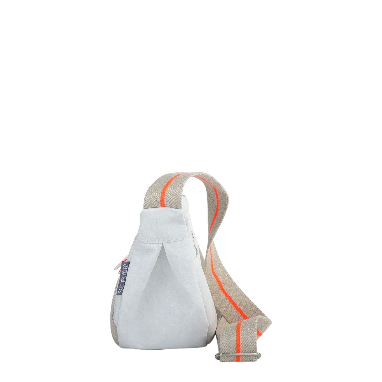 Lieblingstasche Roop white recycled sailcloth crossbody bag with beige and neon orange strap