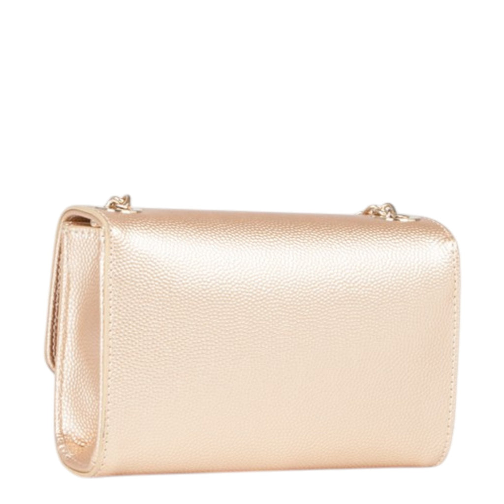 Lieblingstasche Pochette Divina rose gold textured leather crossbody bag with chain strap.