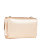 Lieblingstasche Pochette Divina rose gold textured leather crossbody bag with chain strap.