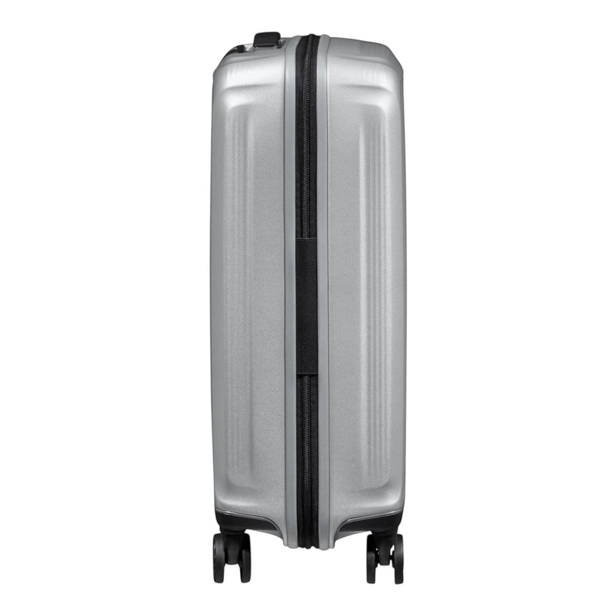 Lieblingstasche Samsonite Nuon Spinner 55/20 silver hard shell carry-on suitcase with side view