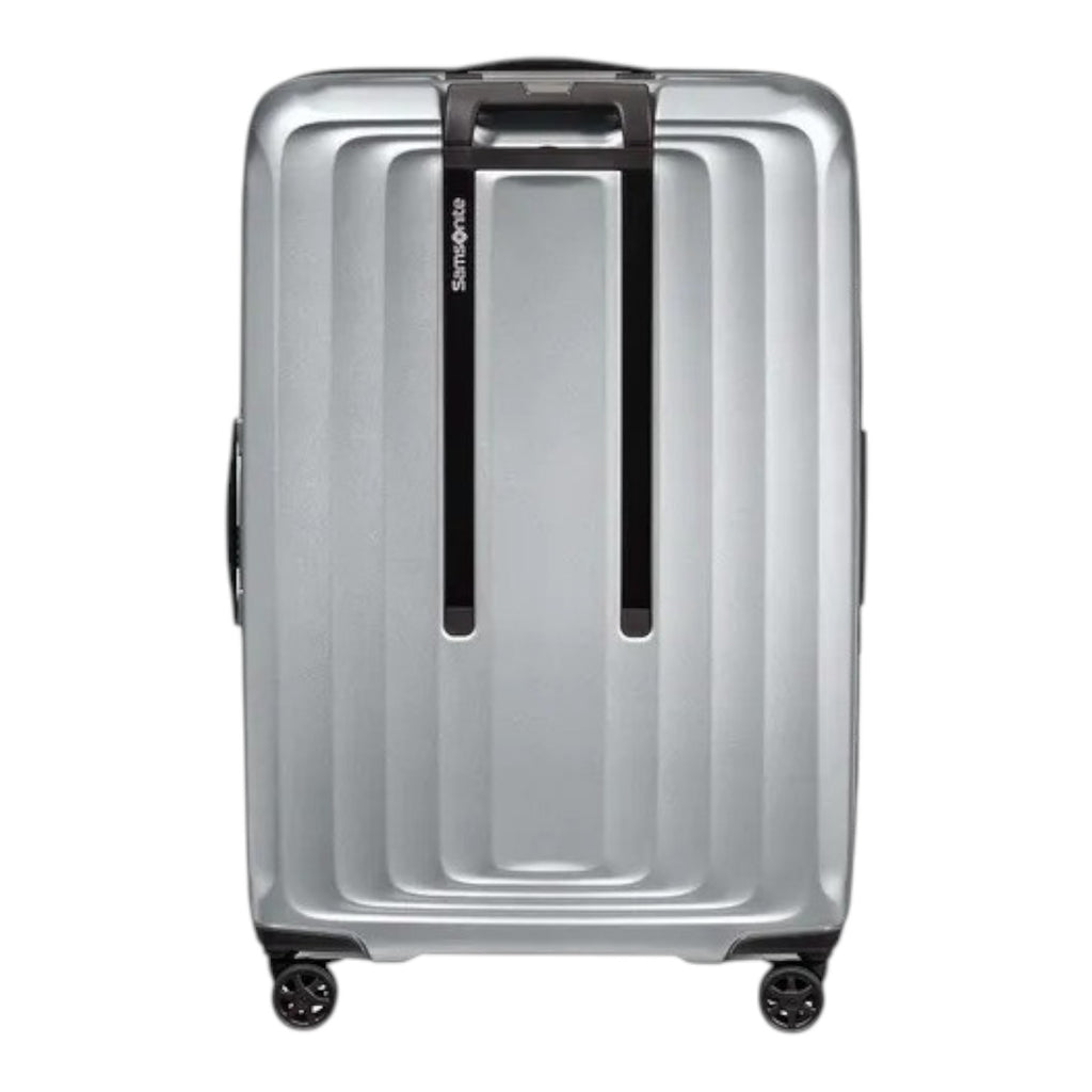 Lieblingstasche Samsonite Nuon Spinner 69/25 hard shell suitcase in silver with telescopic handle and four wheels