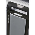 Lieblingstasche Samsonite NUON Spinner suitcase top handle with integrated address tag and silver hard shell detail