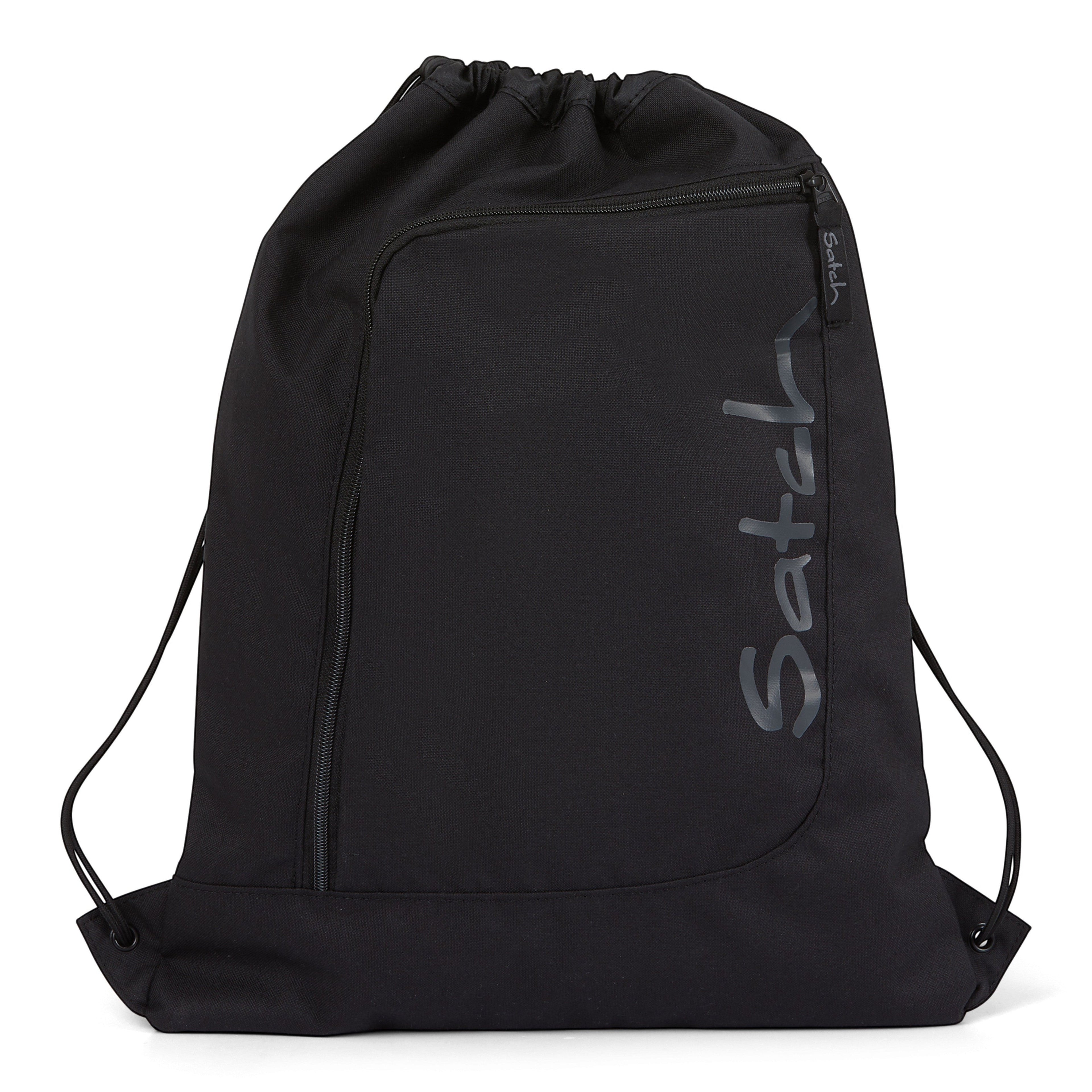 Lieblingstasche satch black drawstring sports bag with front zipper pocket and water-repellent fabric