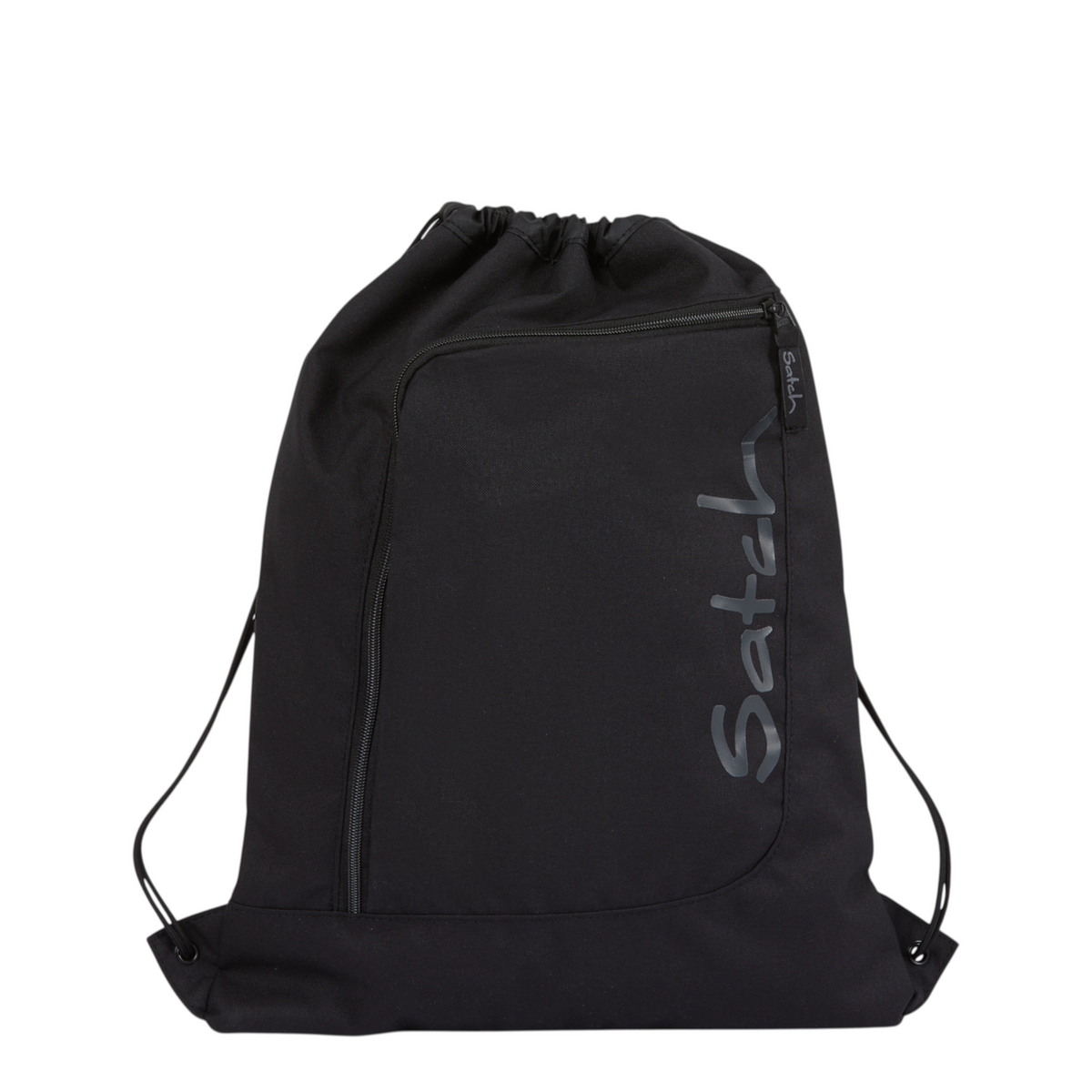 Lieblingstasche satch black drawstring sports bag with front zipper pocket and water-repellent fabric