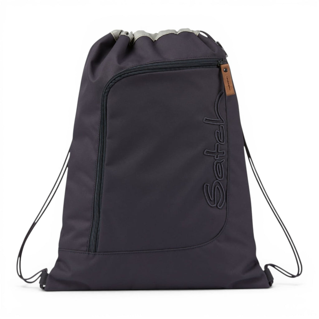 Lieblingstasche satch drawstring sports bag in dark grey with a front zipper pocket and durable water-repellent fabric