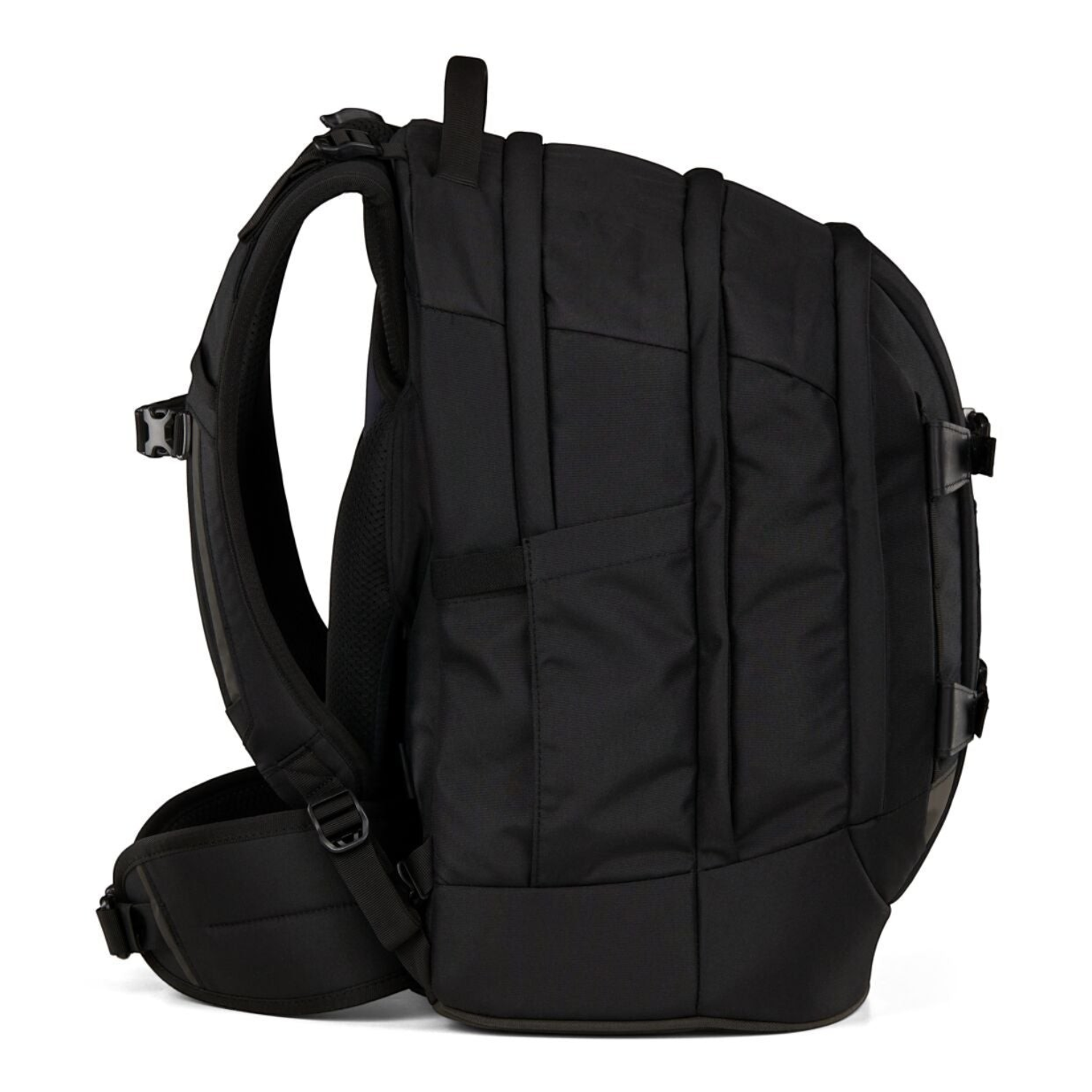Lieblingstasche satch PACK school backpack in black with ergonomic straps and side view