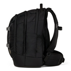 Lieblingstasche satch PACK school backpack in black with ergonomic straps, side view, and reflective details