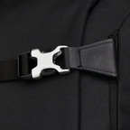 Lieblingstasche satch Pack school backpack black fabric detail with silver metal buckle and leather trim