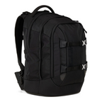 Lieblingstasche satch PACK school backpack in black with adjustable straps, multiple compartments, and side buckles.