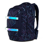 Lieblingstasche satch pack school backpack in dark blue with geometric neon lines and reflective front straps