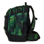 Lieblingstasche satch pack school backpack in black and green with geometric patterns and ergonomic side view