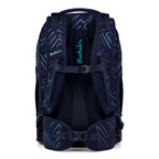 Lieblingstasche satch pack school backpack in dark blue with neon geometric patterns and ergonomic back system