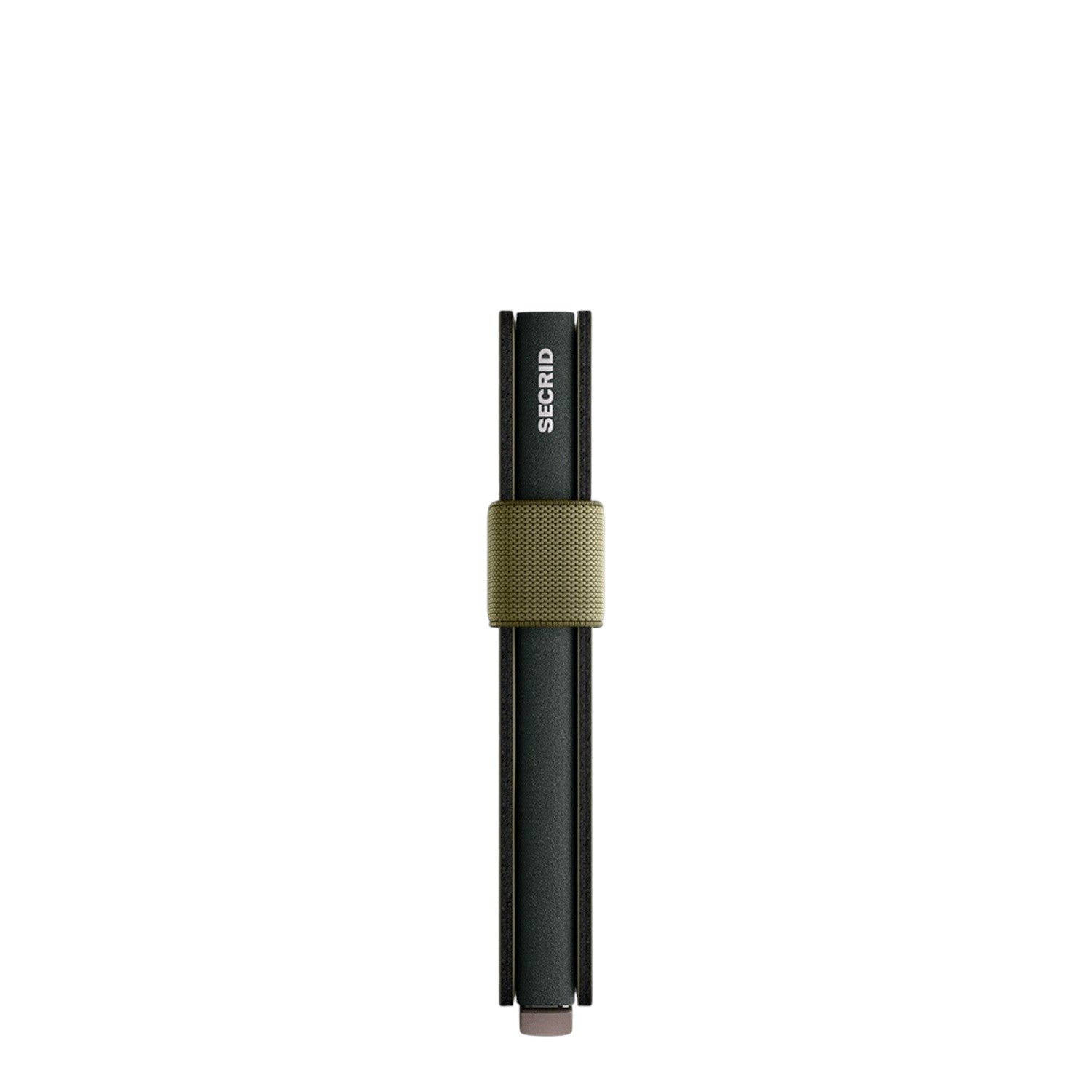 Lieblingstasche Secrid Bandwallet Matte in dark grey with an olive green elastic band and RFID protection