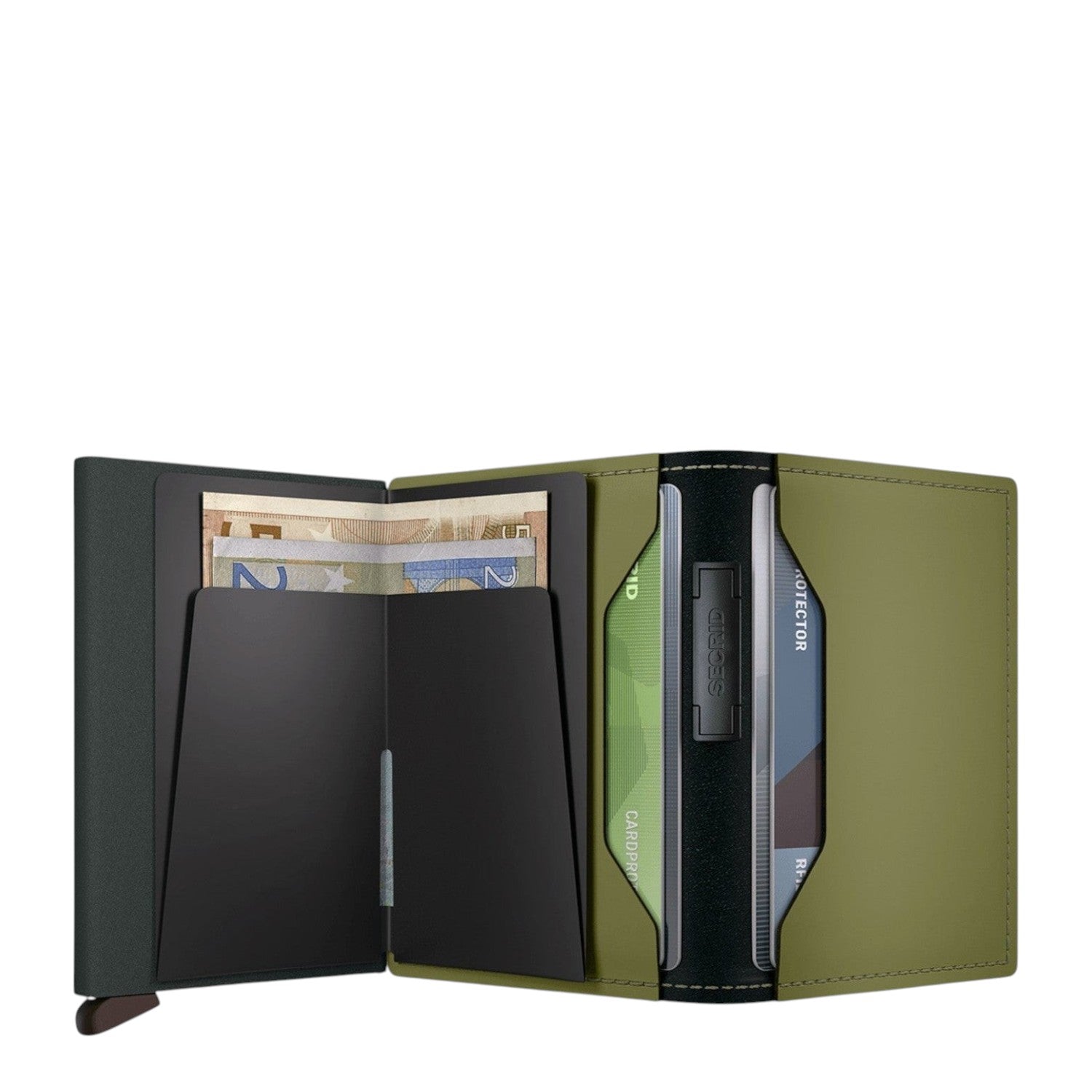 Lieblingstasche Secrid Bandwallet Matte in olive green with integrated card protector and elastic band for cash