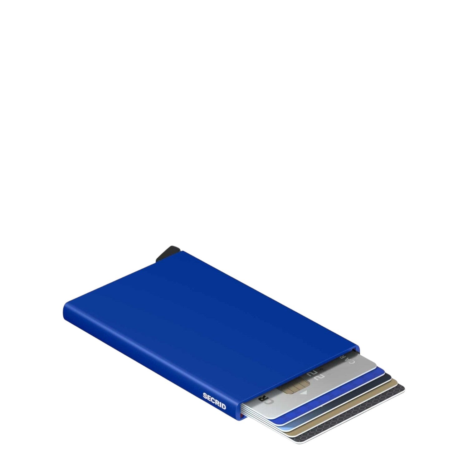 Lieblingstasche Secrid Cardprotector in vibrant blue aluminium with RFID protection and card slide mechanism