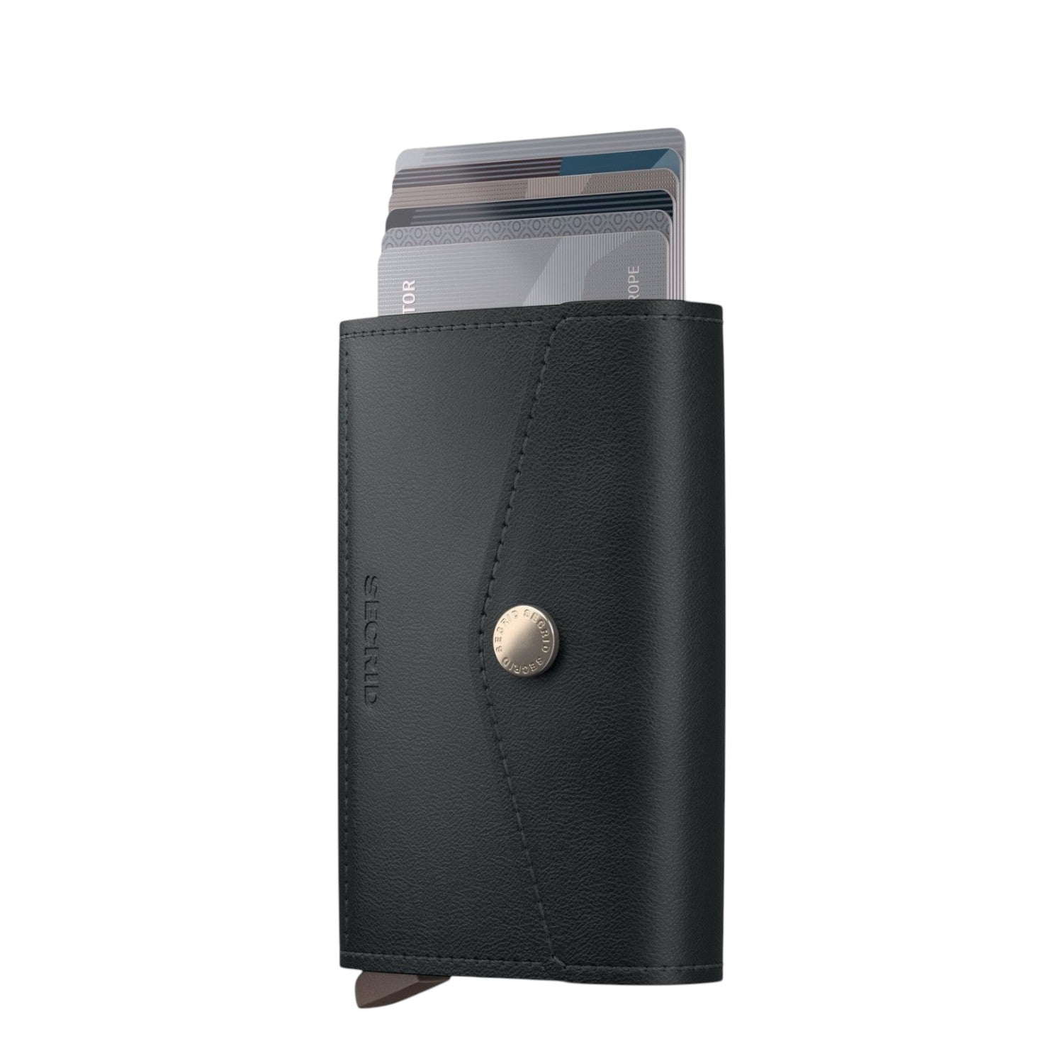 Lieblingstasche Secrid Envelope black leather wallet with RFID card protector and snap button closure