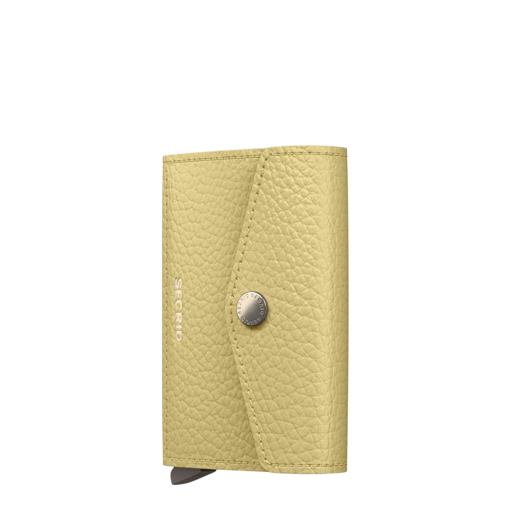 Lieblingstasche Secrid Envelope Pebble wallet in light yellow textured leather with a snap button closure
